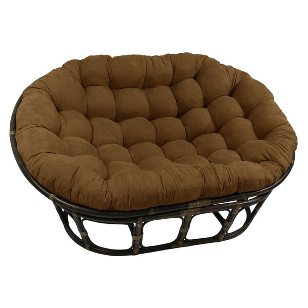International Caravan 63 x 45 in. Rattan Double Papasan Chair with Microsuede Cushion, Brown 3304-MS-SB - main
